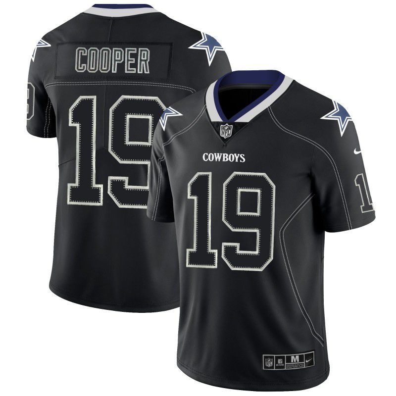 Men Dallas cowboys 19 Cooper Nike Lights Out Black Color Rush Limited NFL Jerseys